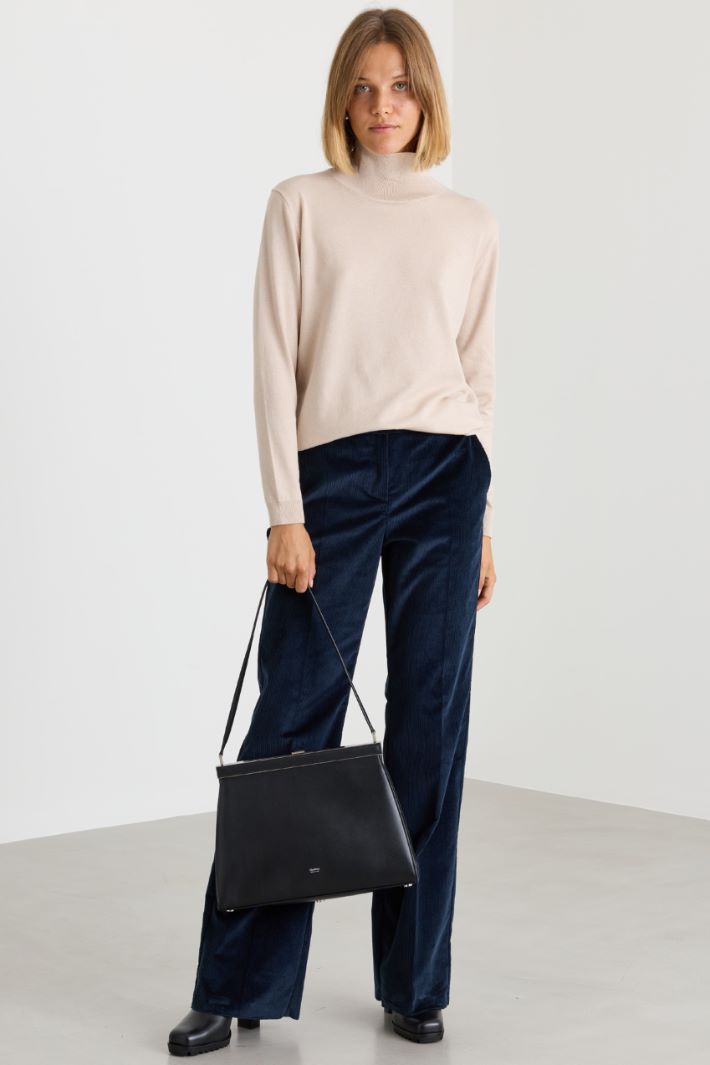 Ribbed-trim roll-neck - IVORY - Intrend