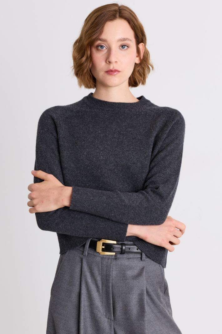 Wool and Cashmere Jumper - GREY - Intrend - 3