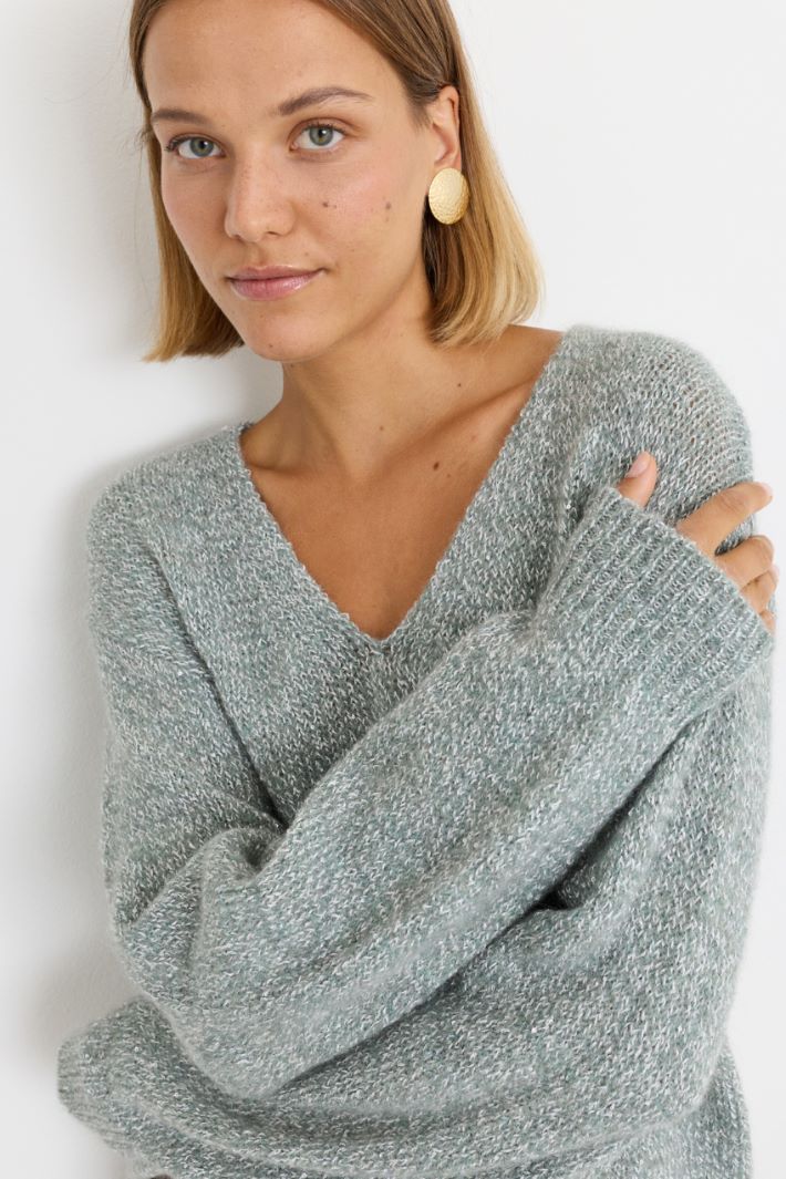 Maglia con micro-paillettes - VERDE - Intrend - 3