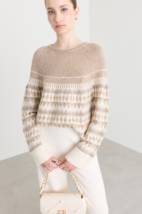 Jacquard-Pullover mit Pailletten - Intrend