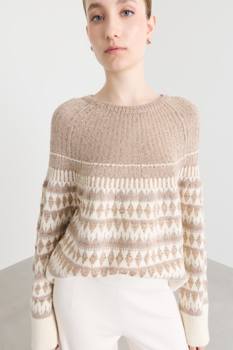 Maglia jacquard con paillettes