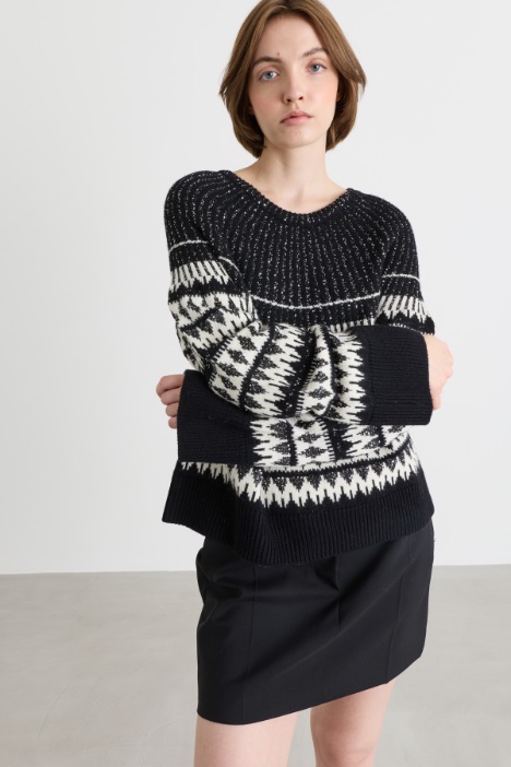 Jacquard-Pullover mit Pailletten - Intrend