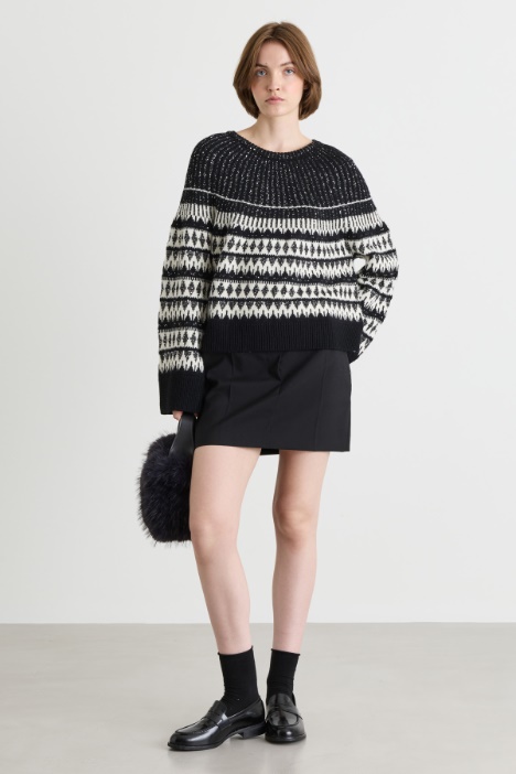 Jacquard-Pullover mit Pailletten - Intrend