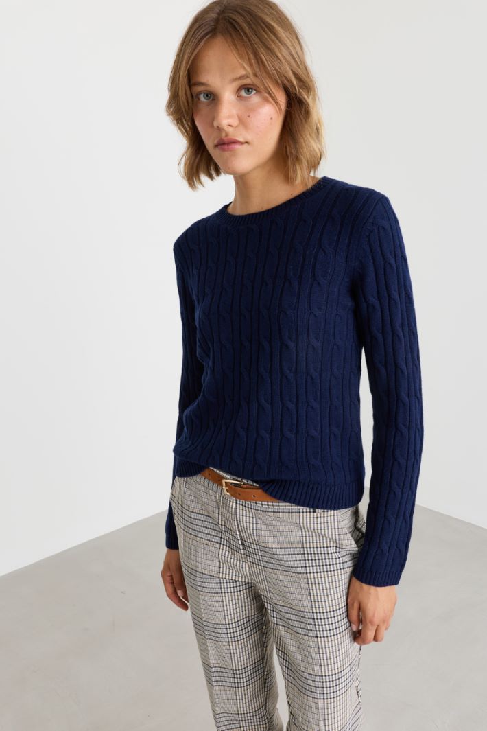Maglia a trecce - BLU - Intrend - 2