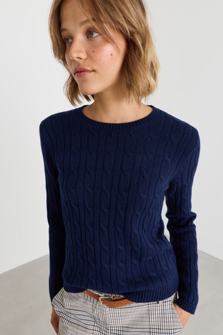 Maglia a trecce - BLU - Intrend - 3