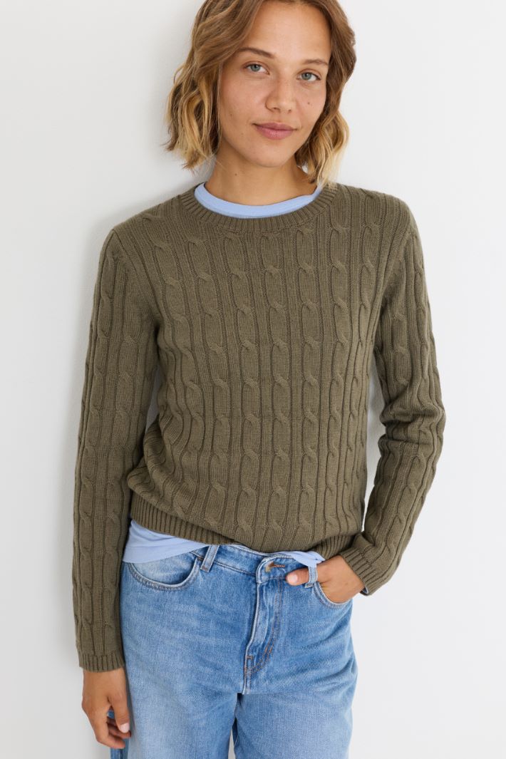 Maglia a trecce - VERDE - Intrend - 2