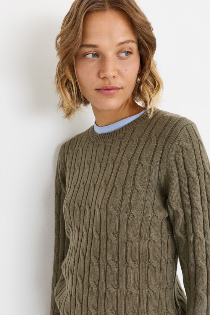 Maglia a trecce - VERDE - Intrend - 3