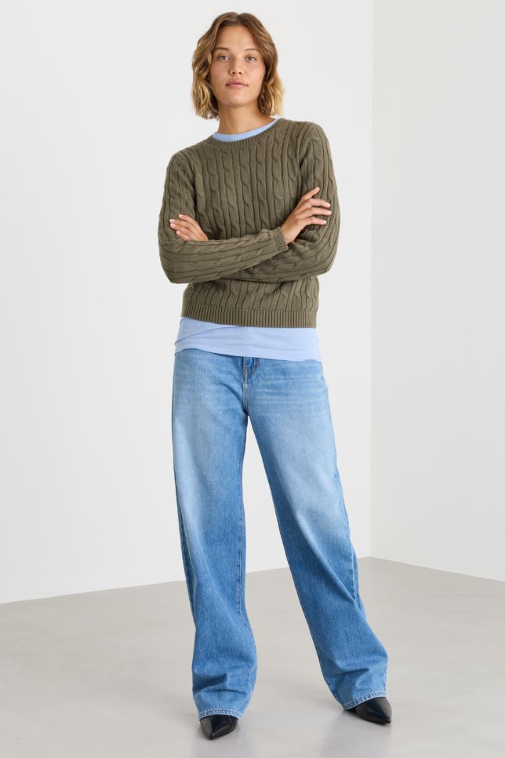 Maglia a trecce - VERDE - Intrend