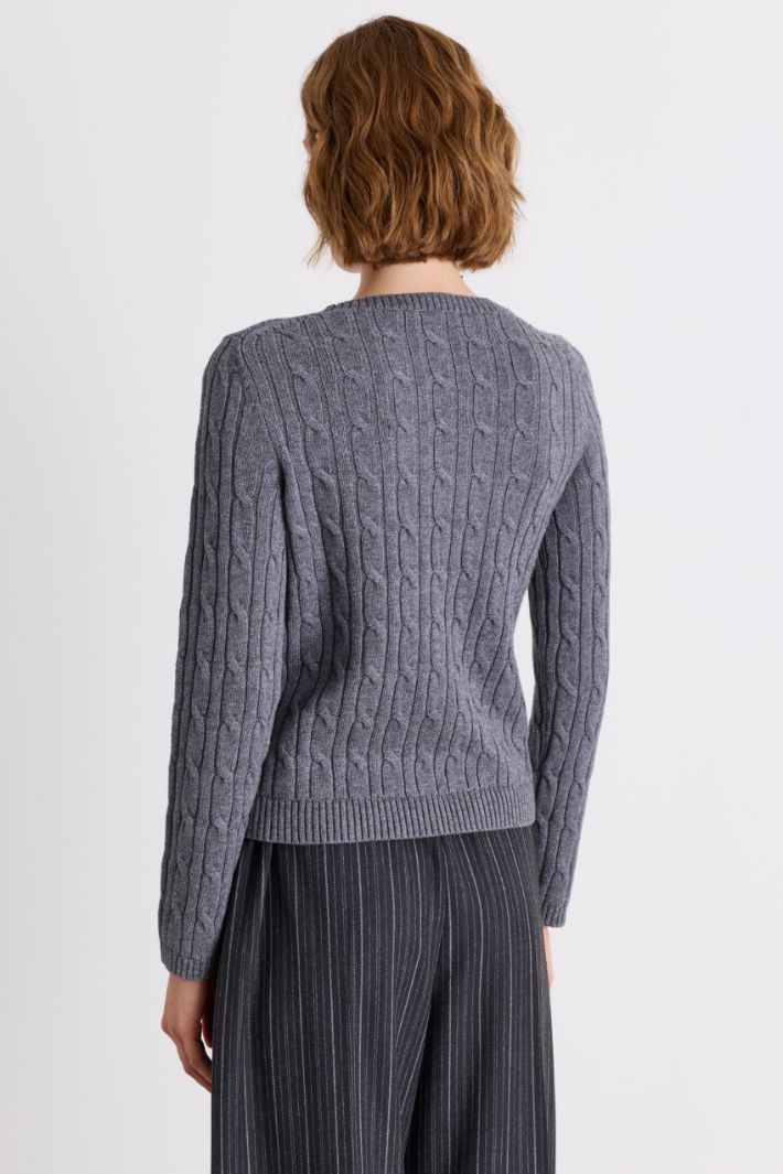 Cable-knit jumper - GREY - Intrend - 4