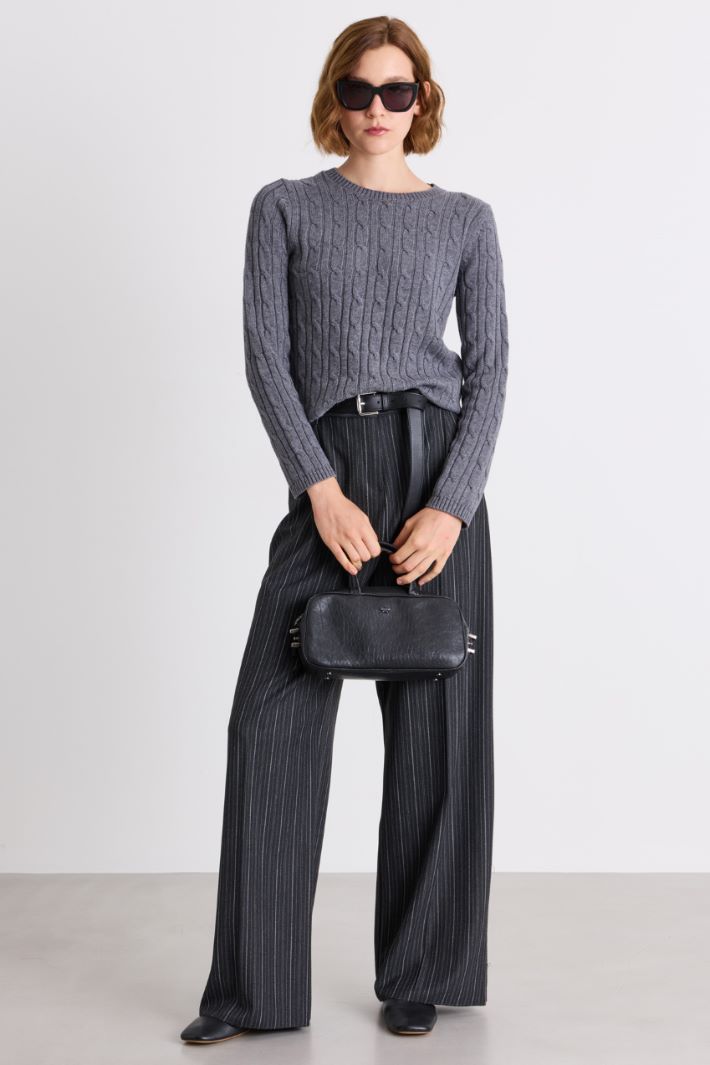 Cable-knit jumper - GREY - Intrend