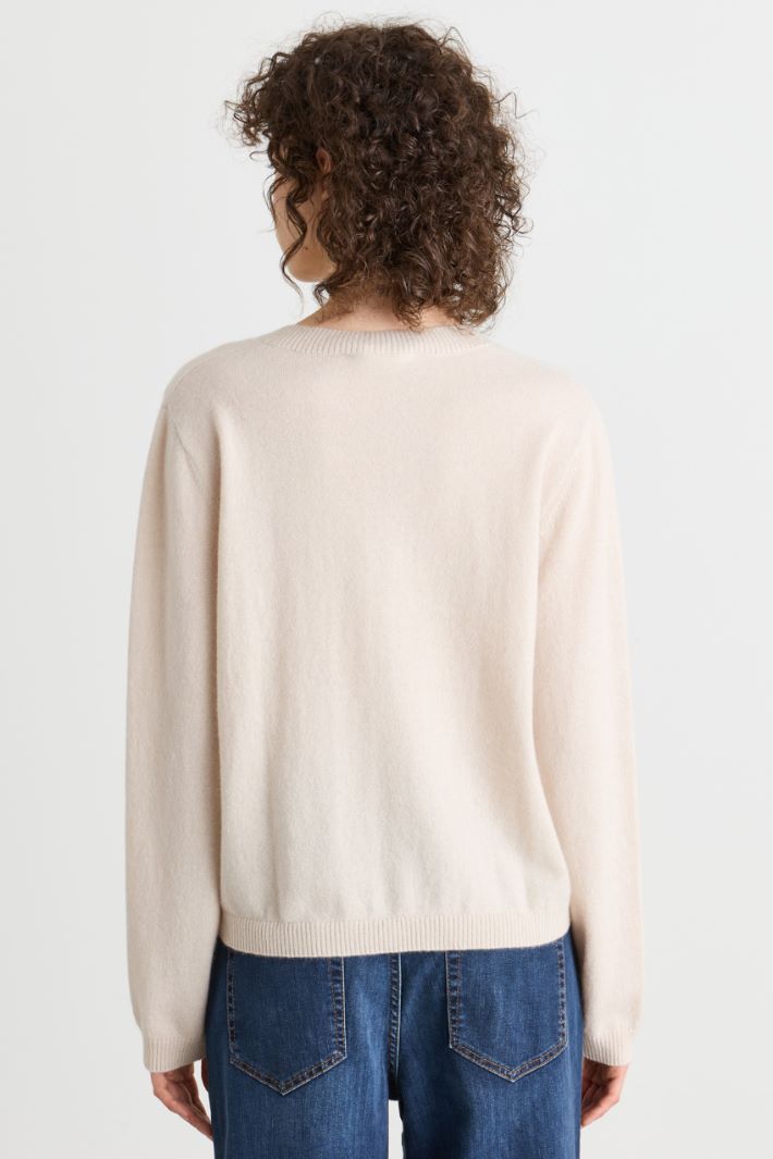 Oversize-Strickpullover mit V-Ausschnitt - BEIGE - Intrend - 4
