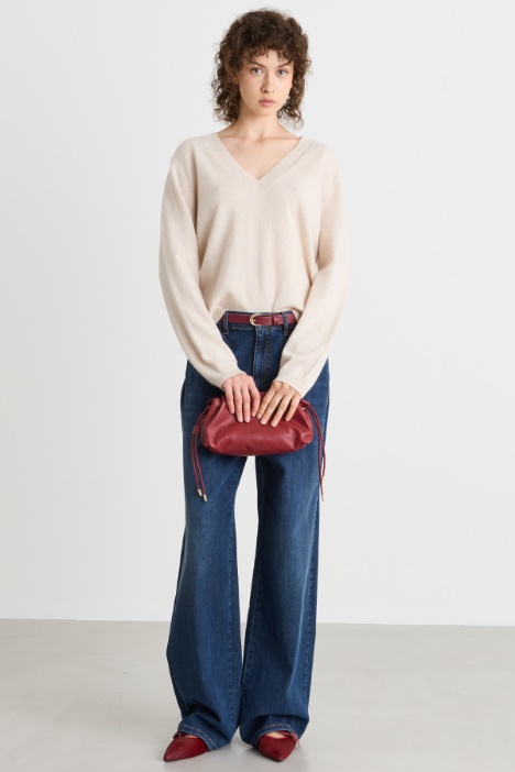 Oversize-Strickpullover mit V-Ausschnitt - Intrend