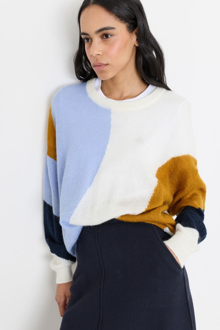 Intarsia jacquard jumper - WHITE - Intrend - 3