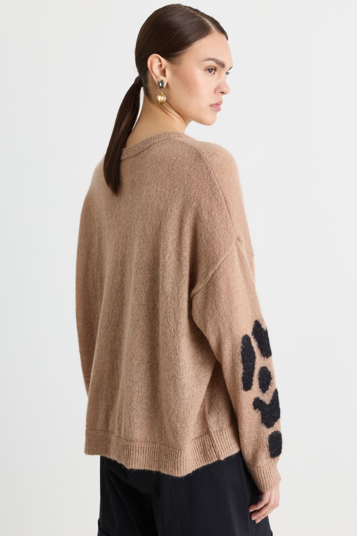 Intarsia jacquard jumper - BEIGE BLACK - Intrend - 4