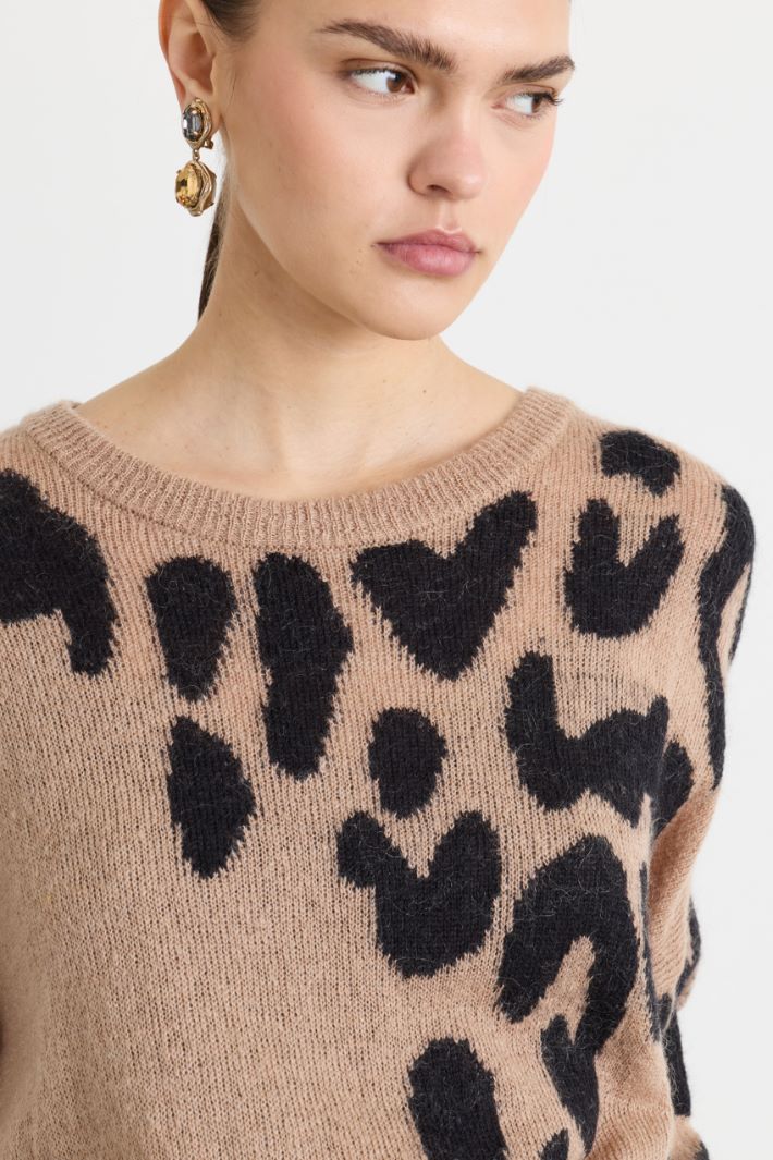 Intarsia jacquard jumper - BEIGE BLACK - Intrend - 3
