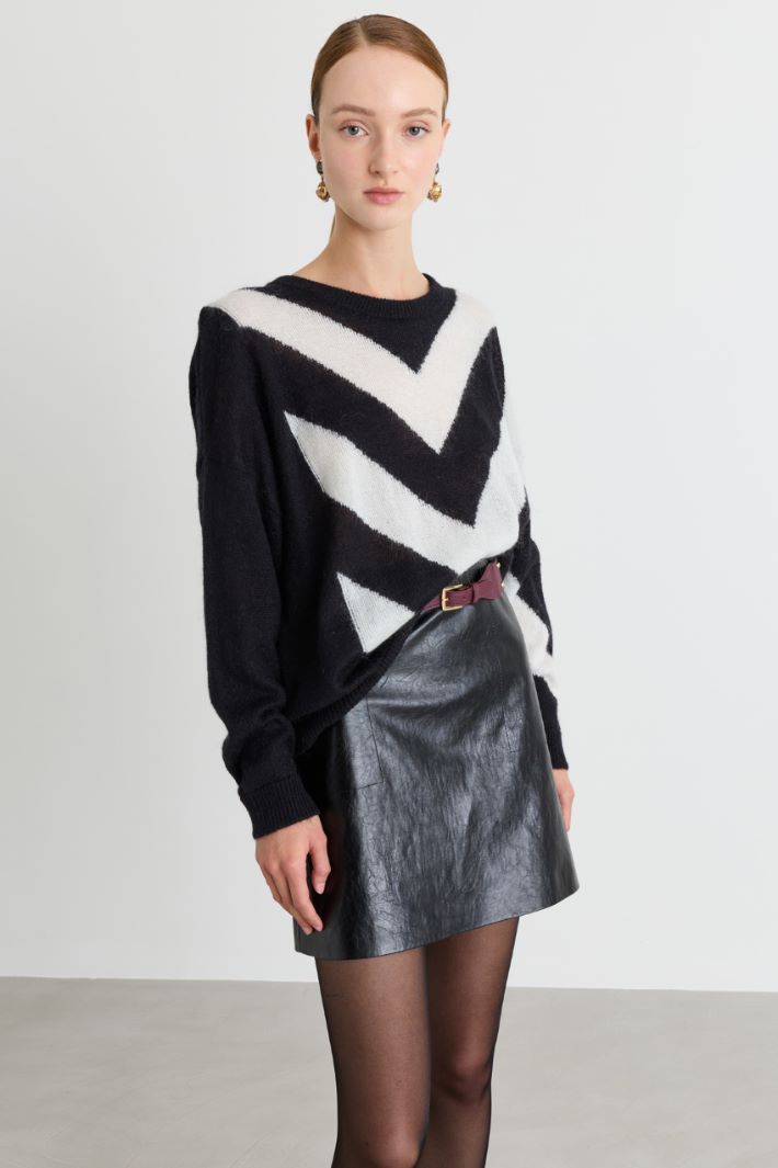 Jacquard-Intarsienpullover - SCHWARZ WEISS - Intrend - 2