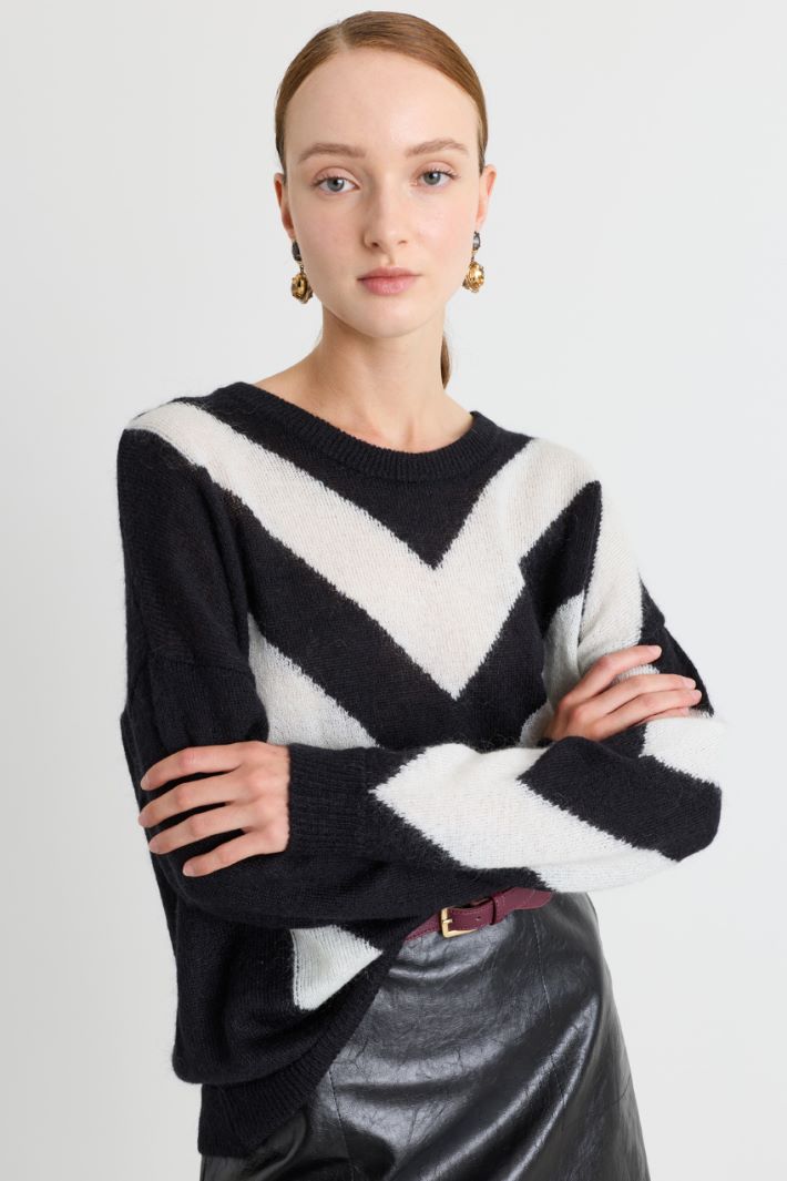 Jacquard-Intarsienpullover - SCHWARZ WEISS - Intrend - 3