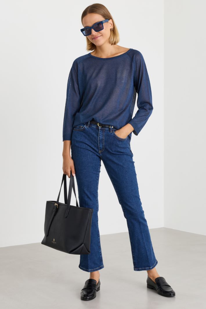 Maglia con manica raglan - BLU - Intrend