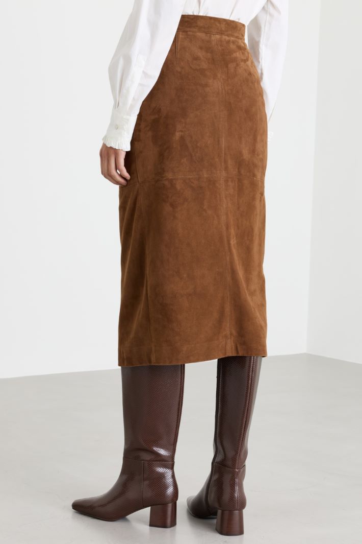 Draped pencil skirt - BROWN - Intrend - 4