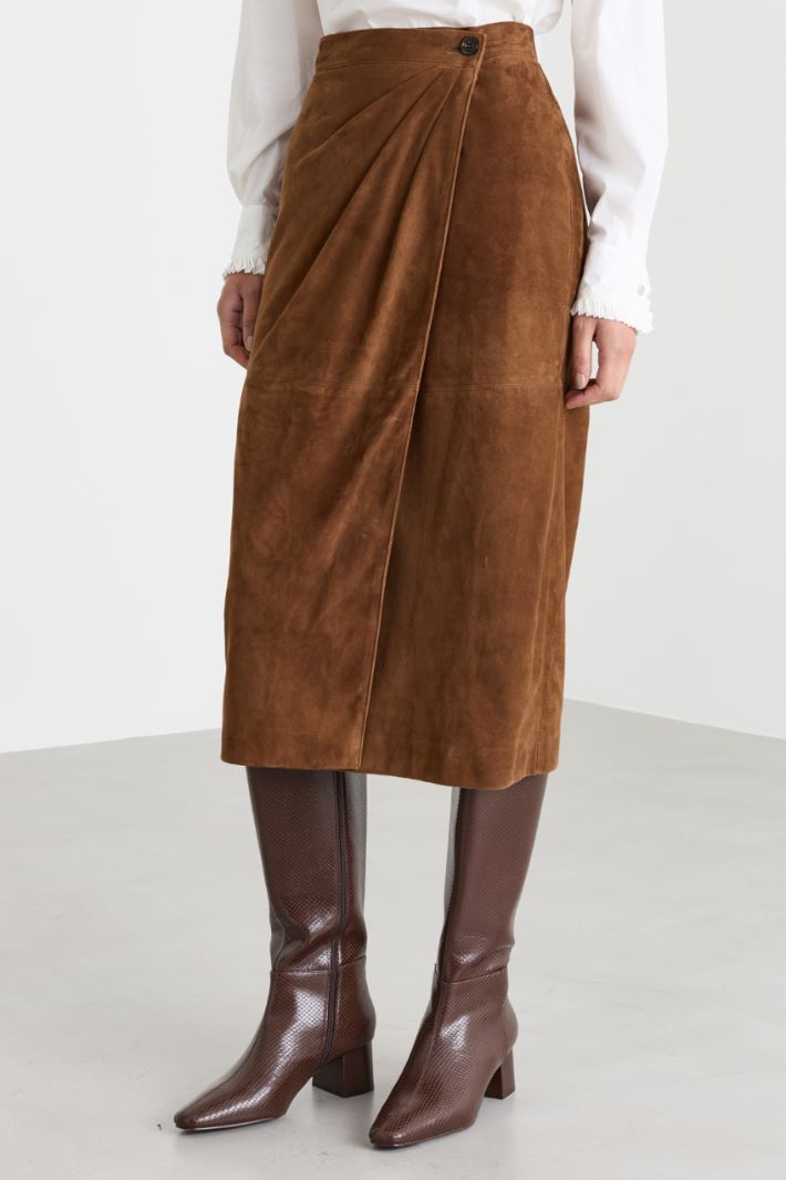 Draped pencil skirt - BROWN - Intrend - 2