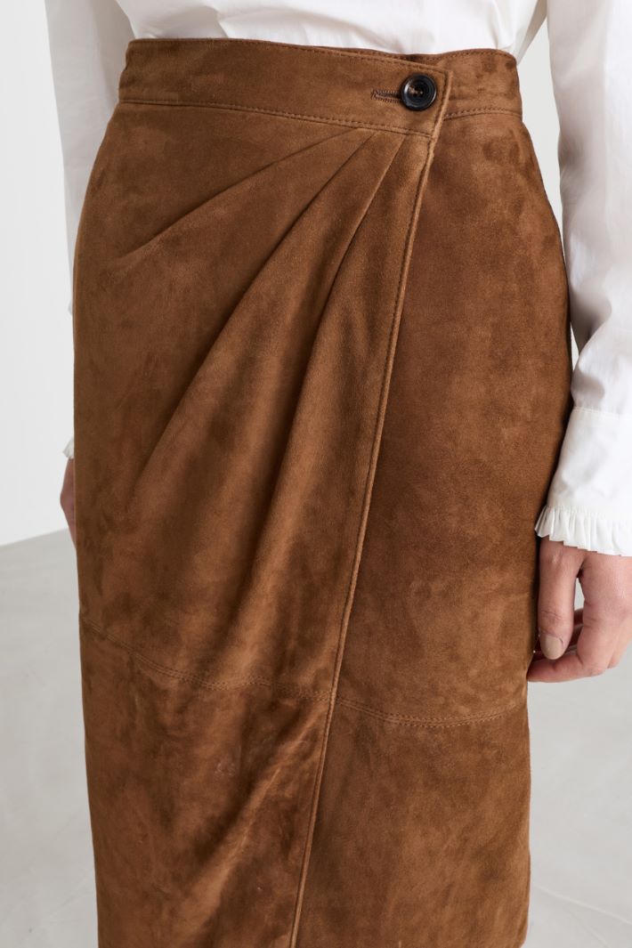 Draped pencil skirt - BROWN - Intrend - 3