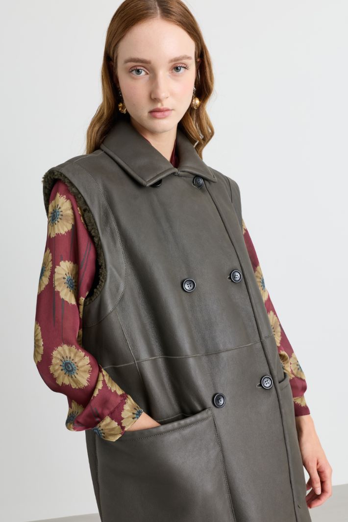 Reversible oversized gilet - GREEN - Intrend - 3