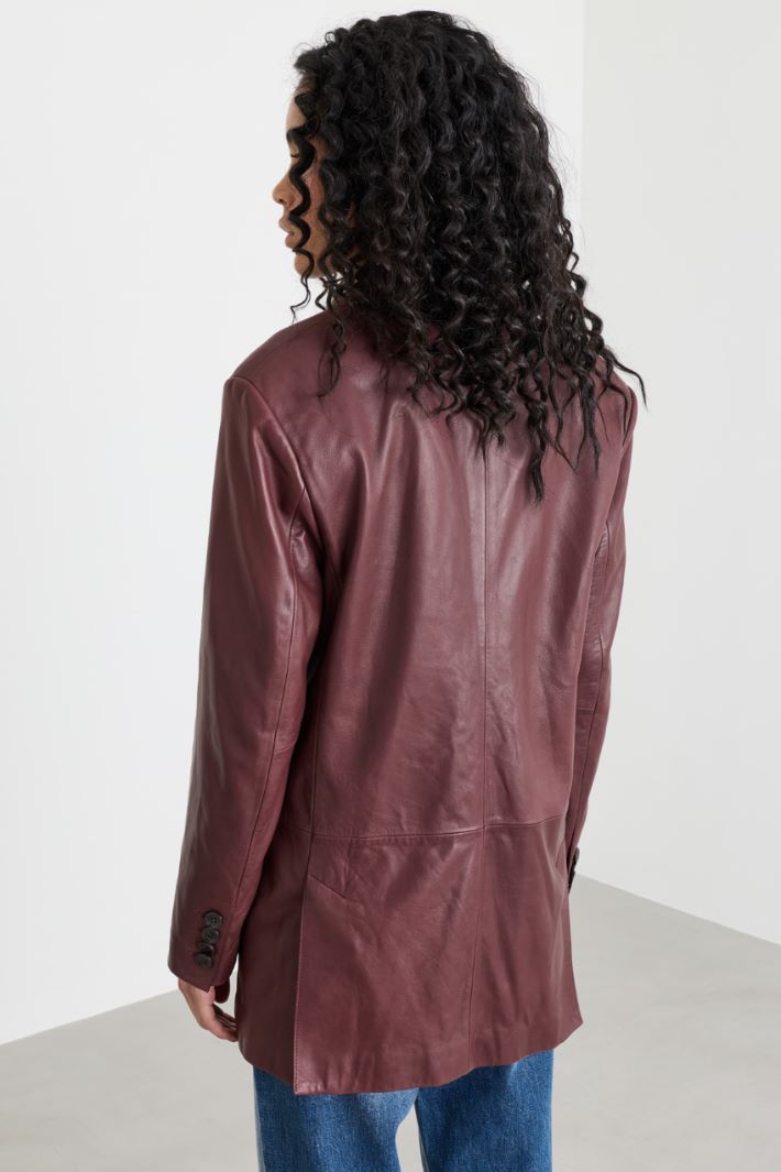 Double-breasted peaked lapel blazer - BORDEAUX - Intrend - 4