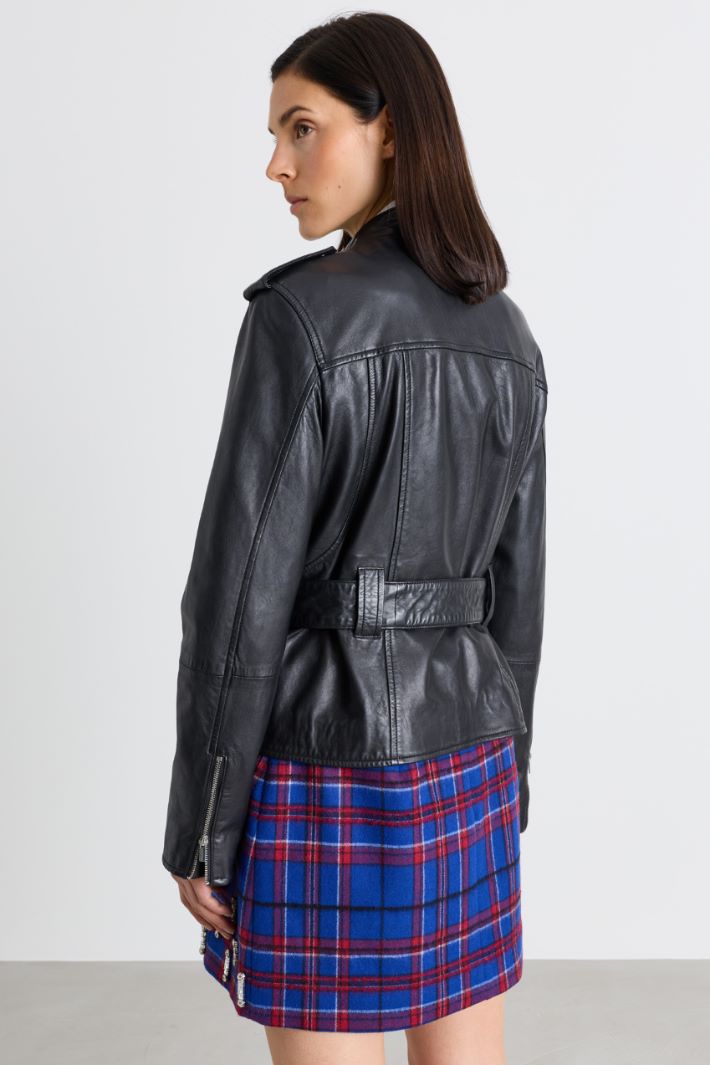 Asymmetric-Zip Biker Jacket - BLACK - Intrend - 4