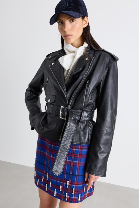 Asymmetric-Zip Biker Jacket - Intrend
