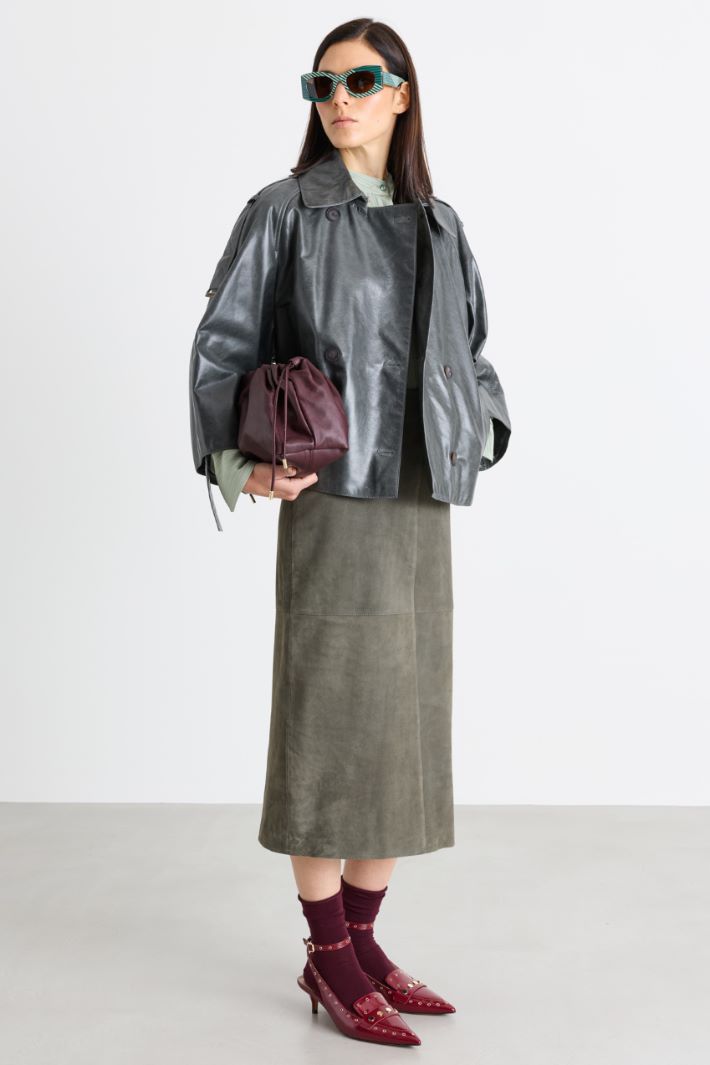 Giacca corta doppiopetto stile trench - GRIGIO - Intrend