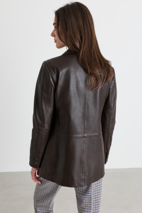 Blazer in pelle con bottone singolo