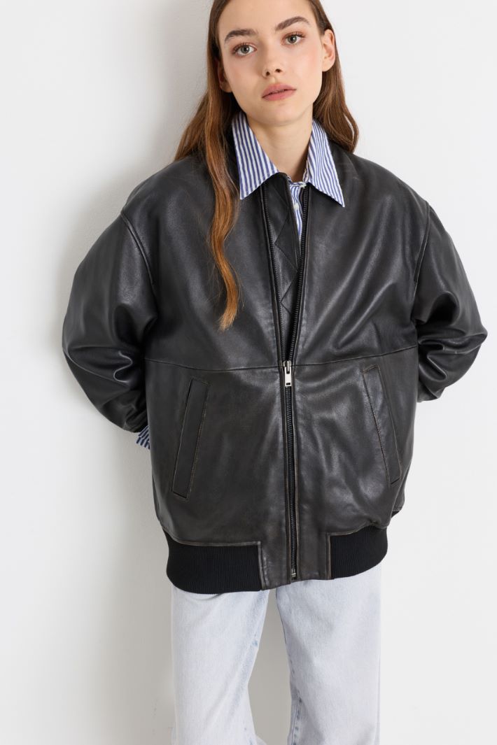 Bomber a spalla scesa - NERO - Intrend - 2