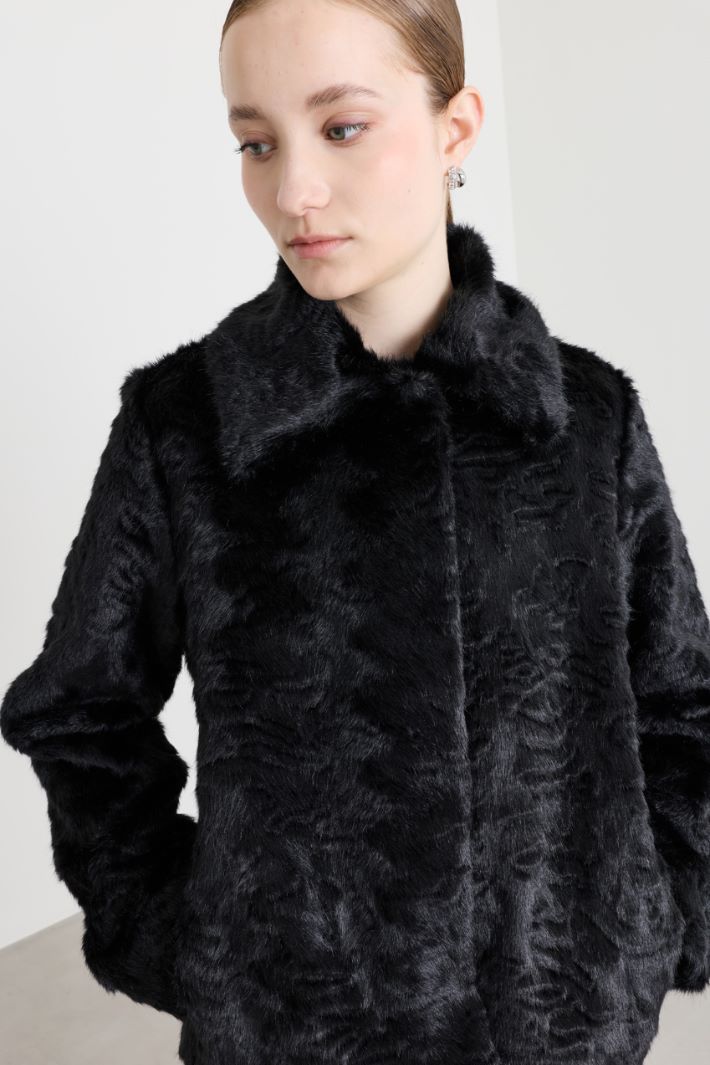 Chaqueta de tejido cálido y suave - NEGRO - Intrend - 3