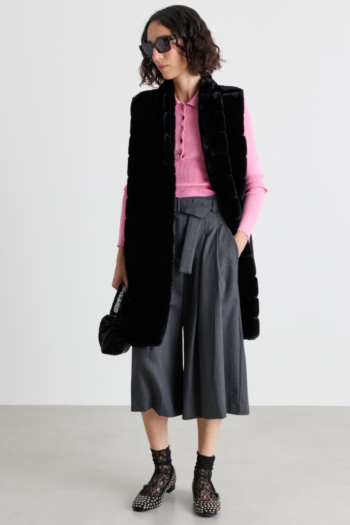 Gilet with a soft quilted insert - BLACK - Intrend