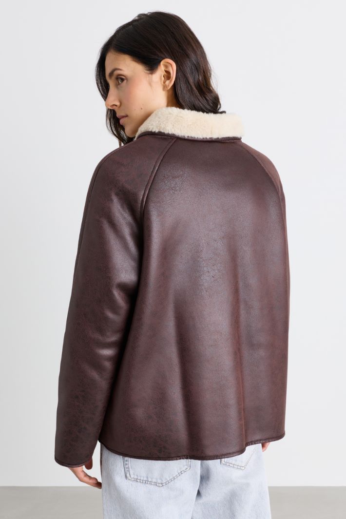 Coated fabric coat - BROWN - Intrend - 4