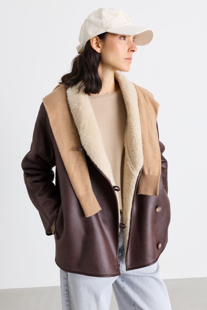 Coated fabric coat - BROWN - Intrend - 2