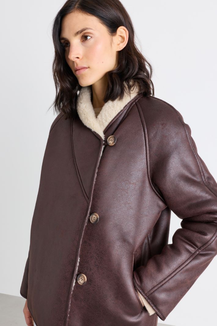 Coated fabric coat - BROWN - Intrend - 3