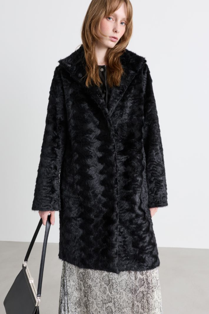 Soft Fabric Coat - BLACK - Intrend - 2