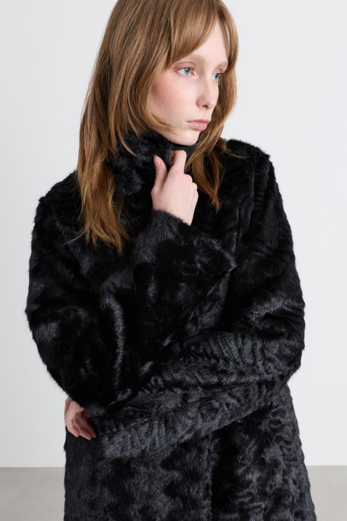 Soft Fabric Coat - BLACK - Intrend - 3