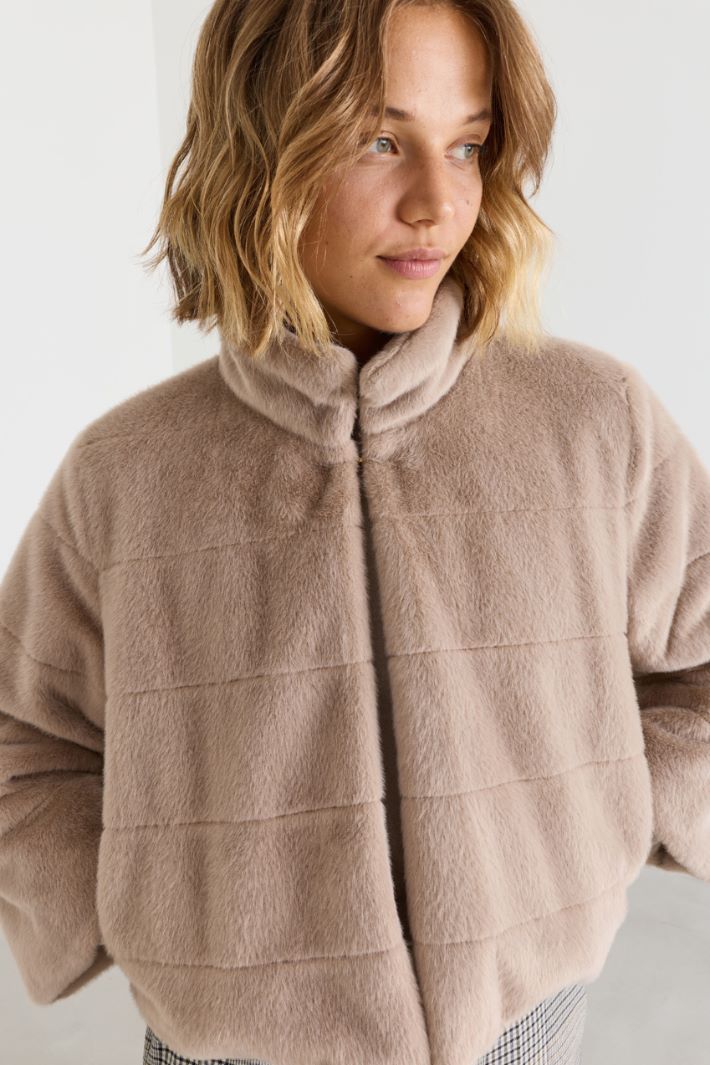 Giacca in tessuto morbido e caldo - BEIGE - Intrend - 3