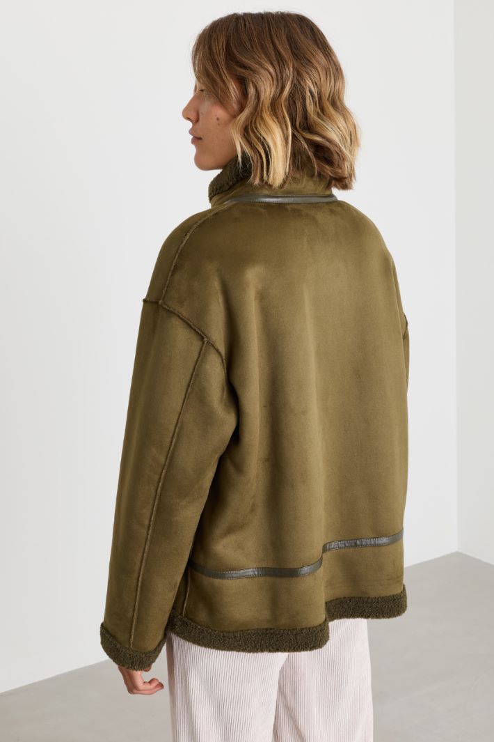 Soft and Warm Reversible Jacket - GREEN - Intrend - 5