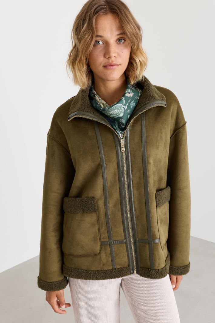 Soft and Warm Reversible Jacket - GREEN - Intrend - 2