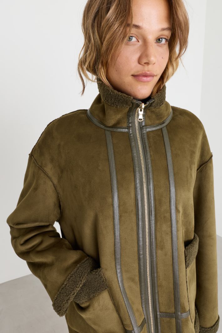 Soft and Warm Reversible Jacket - GREEN - Intrend - 3