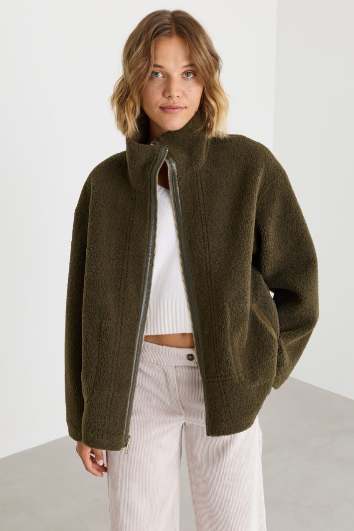 Soft and Warm Reversible Jacket - GREEN - Intrend - 4