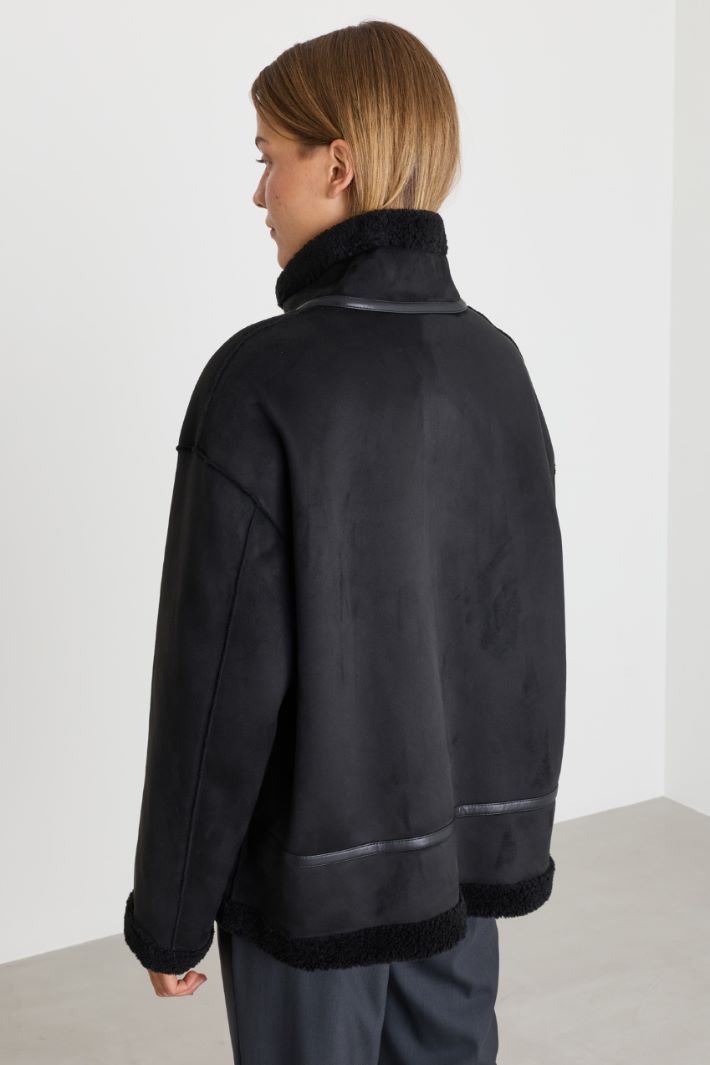 Soft and Warm Reversible Jacket - BLACK - Intrend - 5