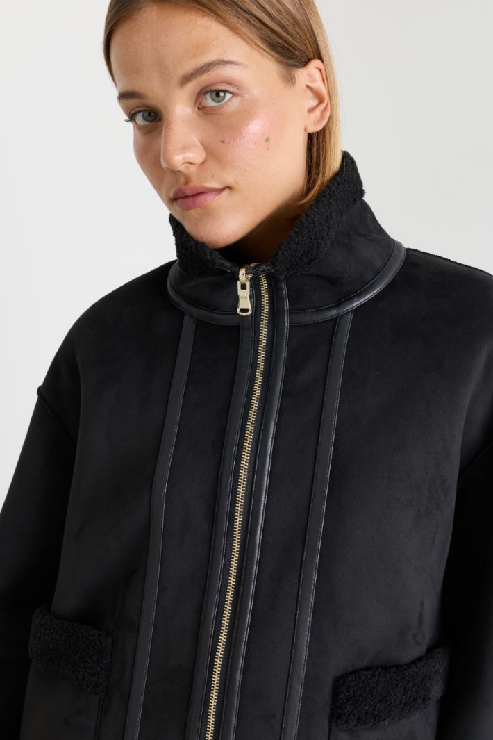 Soft and Warm Reversible Jacket - BLACK - Intrend - 3