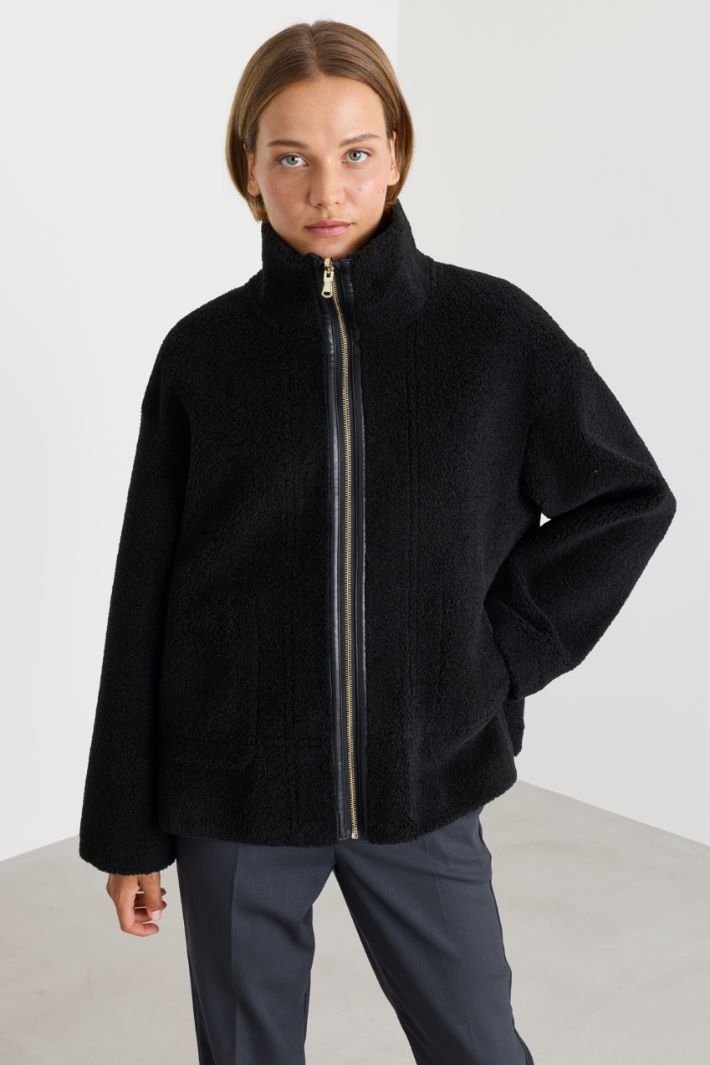 Soft and Warm Reversible Jacket - BLACK - Intrend - 4