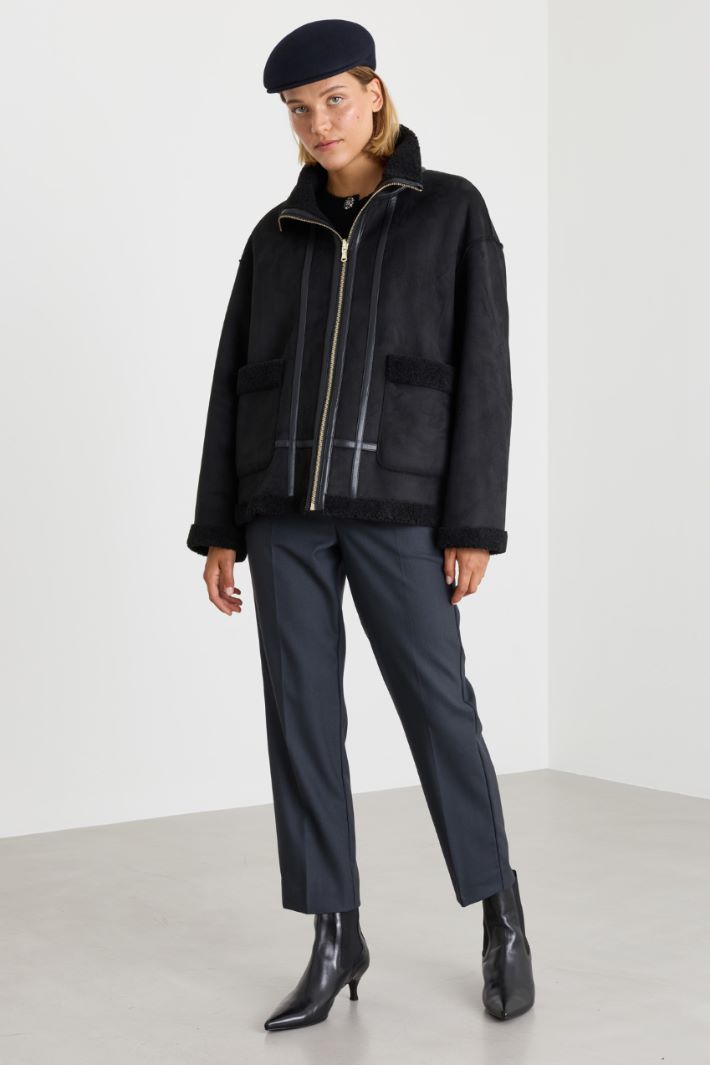 Soft and Warm Reversible Jacket - BLACK - Intrend