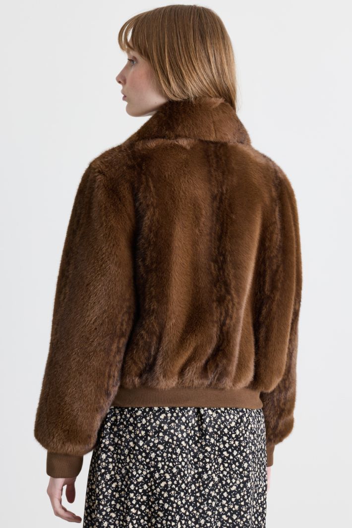 Soft-touch bomber jacket - BROWN - Intrend - 4