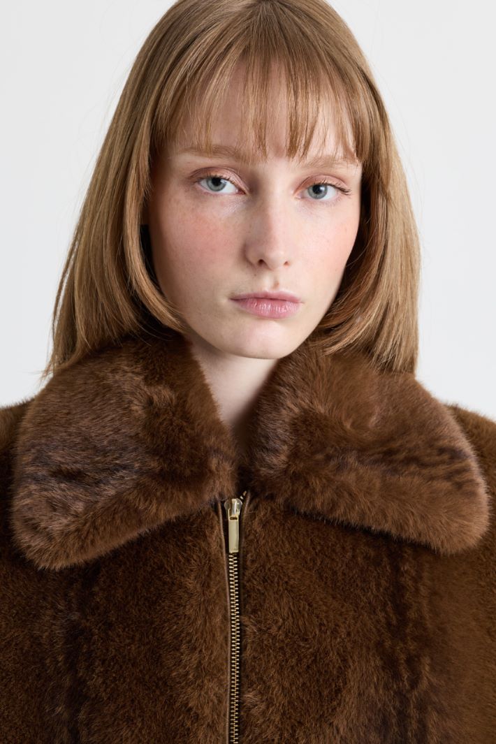 Soft-touch bomber jacket - BROWN - Intrend - 3